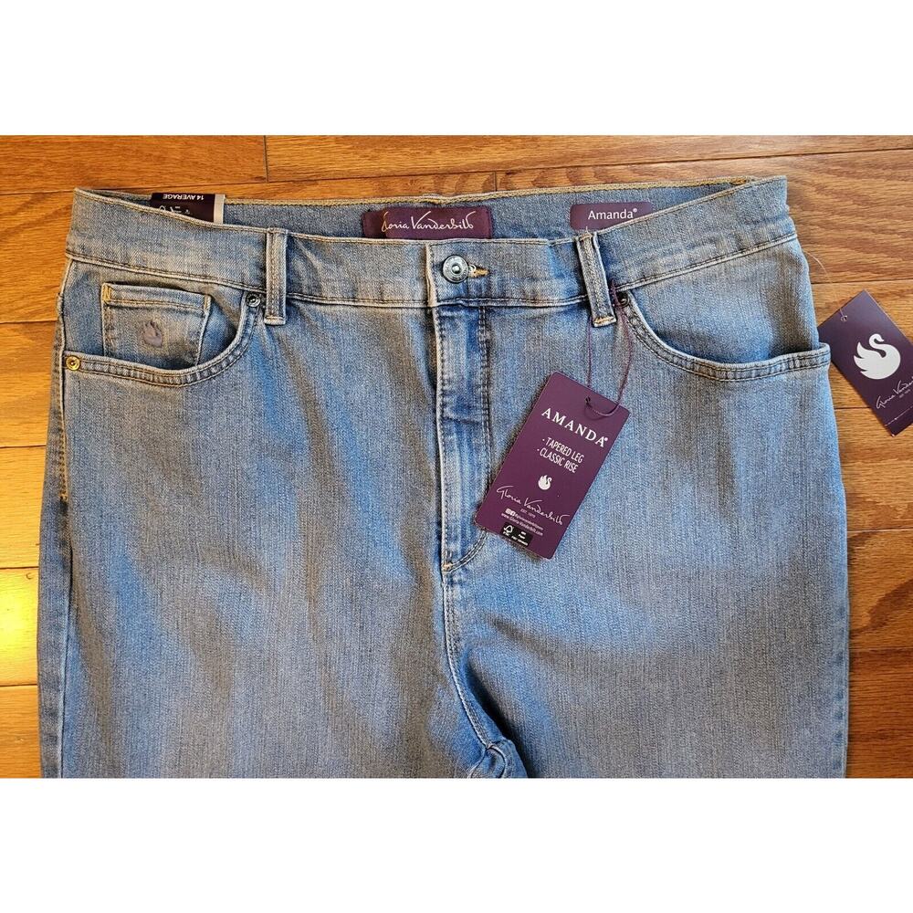 Gloria Vanderbilt Amanda Jeans Lt Wash Size 14 Stretch Classic Fit/Tapered Leg - Picture 3 of 13
